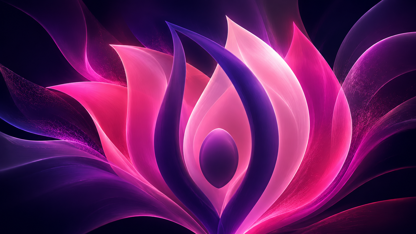 Luminous pink and purple petals forming the Sapphic Sphere symbol